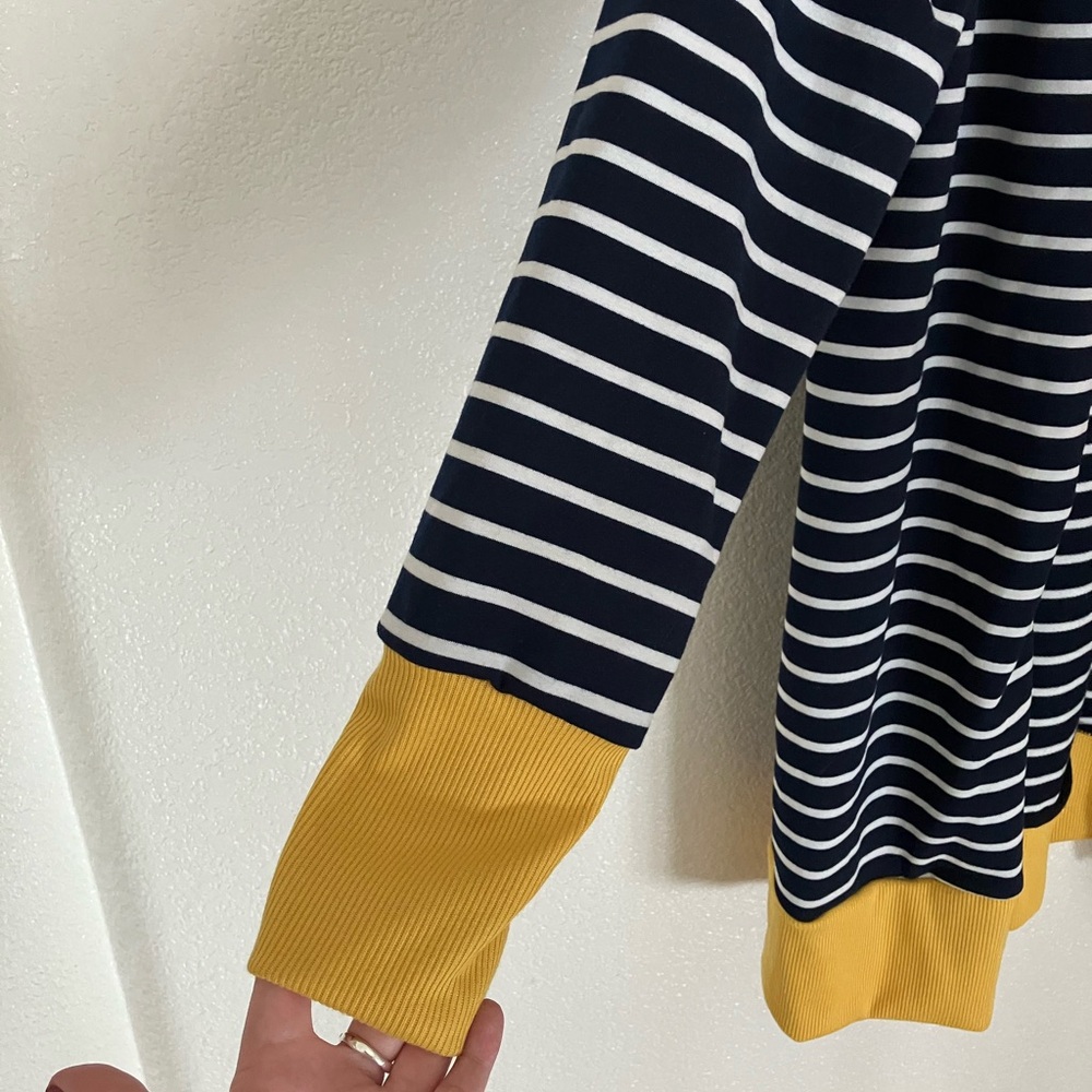 Striped long cardigan navy and mustard size large - Picture 3 of 4